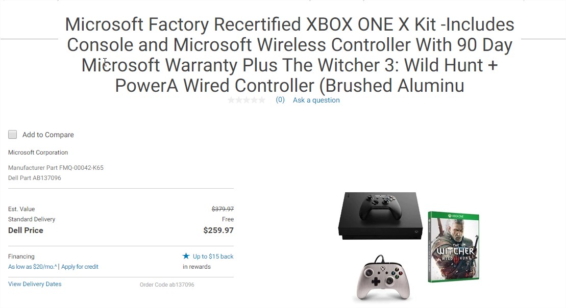 Microsoft Factory Recertified XBOX ONE X Kit -Includes Console and Microsoft Wireless Controll...jpg