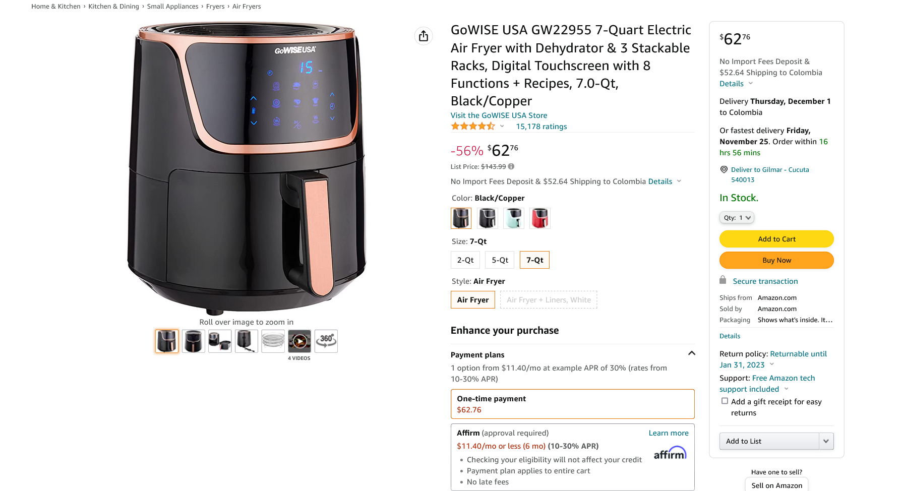 Screenshot 2022-11-16 at 20-19-18 Amazon.com GoWISE USA GW22955 7-Quart Electric Air Fryer wit...png