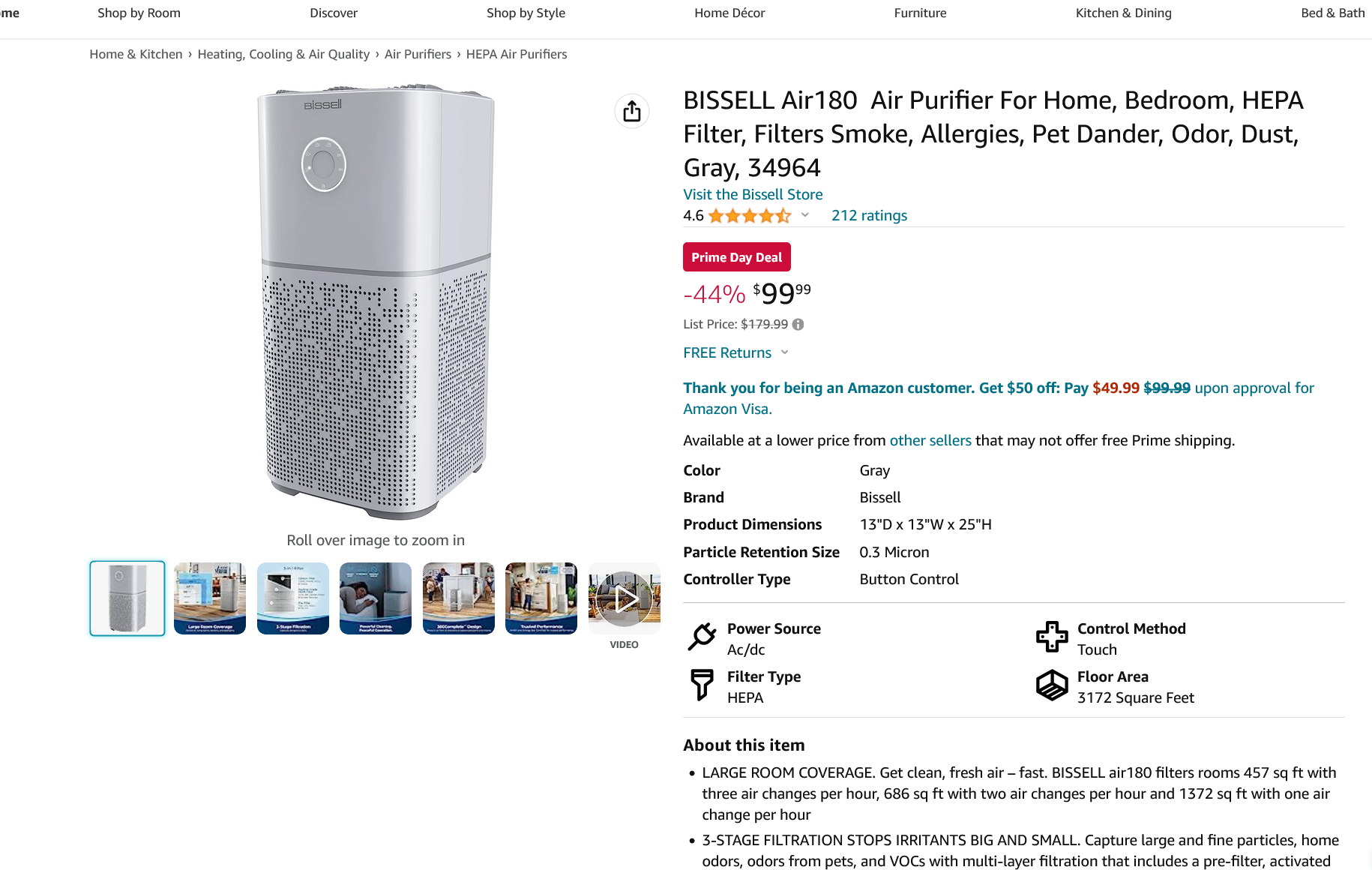 Screenshot 2023-07-11 at 13-00-35 Amazon.com BISSELL Air180 Air Purifier For Home Bedroom HEPA...png